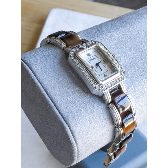 Brighton Encino Ladies Dress Watch Turquoise Shell Rhinestone Retired 7" Works - Picture 3 of 8